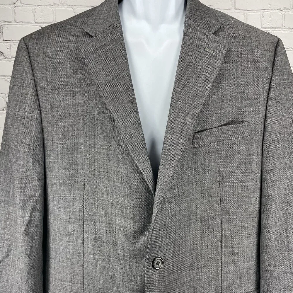 Chaps Grey 100% Wool 2 Button Single Vented Notch Blazer Sport Coat Size 44L